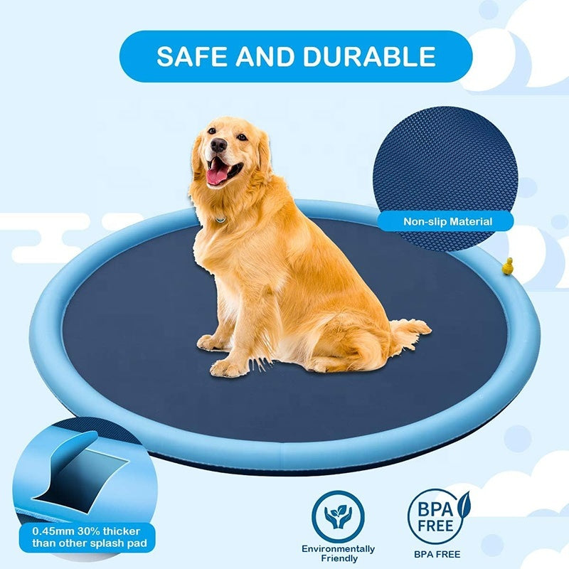 Dog Sprinkler Outdoor Toys Dog Swimming Mat Anti-Slip Dog Pool Splash  Pad - omaiii